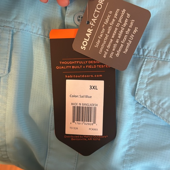 Habit | NWT Mens Short Sleeve Fishing Guide Shirt Sail Blue - Picture 5 of 6